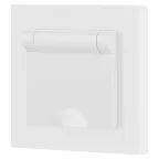 Розетка Intro Accent 6-203-01М 2P+E Schuko с крышкой, 16А-250В, IP20, СУ, белый матовый