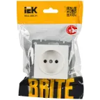 BRITE Розетка 1 пост без заземления с защитными шторками 10А РСш10-2-БрБ белый IEK