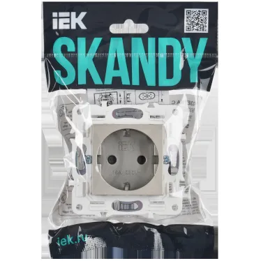 SKANDY Розетка с заземлением с защитными шторками 16А безвинтовое крепление SK-R06Sh шампань IEK