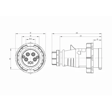 Вилка кабельная IP67 16A 3P+E+N 400V