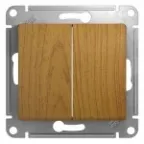 GLOSSA Переключатель двухклавишный в рамку дуб сх.6