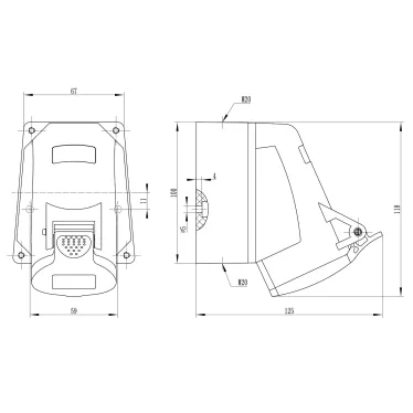 Розетка кабельная наружная IP44 16A 3P+E 400V
