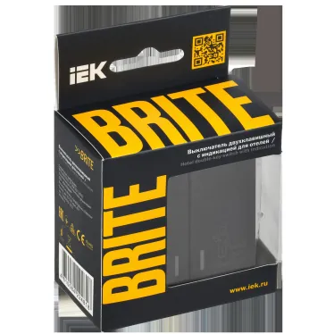 BRITE Выключатель 2-клавишный с индикацией для отелей 10А ВС10-2-9-БрЧ черный IEK