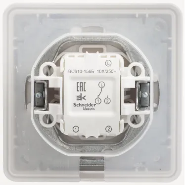 W59 AQUA Переключатель одноклавишный, 10АХ, IP44, в сборе, белый