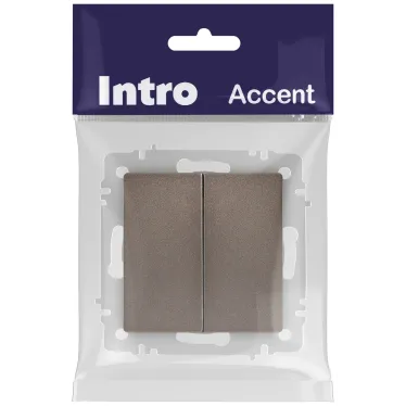 Выключатель Intro Accent 6-104-08 двойной, 10А-250В, IP20, СУ, AL/CU, бронза