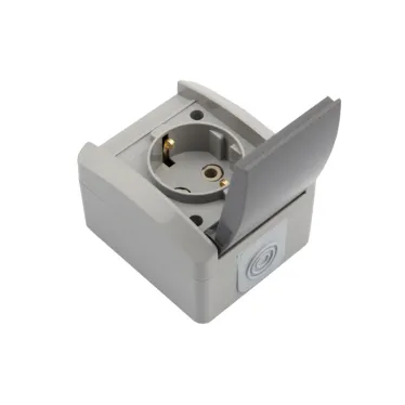 Розетка одноместная INDUSTRIAL IP54 с заземлением, о/у серая