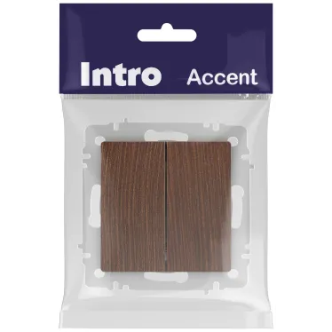 Выключатель Intro Accent 6-104-10 двойной, 10А-250В, IP20, СУ, AL/CU, венге