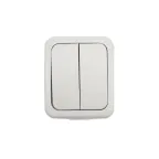 Выключатель двухклавишный Mini OG IP54, о/у, белый