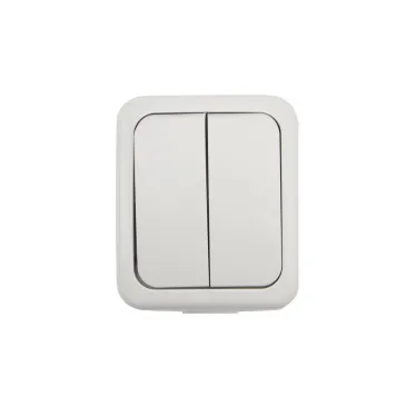 Выключатель двухклавишный Mini OG IP54, о/у, белый