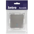 Выключатель Intro Accent 6-102-09 с подсветкой, 10А-250В, IP20, СУ, AL/CU, титан