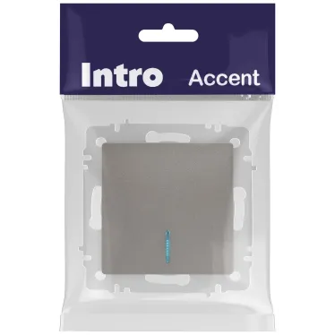 Выключатель Intro Accent 6-102-09 с подсветкой, 10А-250В, IP20, СУ, AL/CU, титан