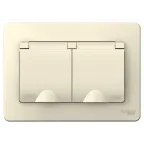 BLANCA скрытой установки IP 44 розетка двойная с заземлением, со шторками, 16А, 250В, молочный