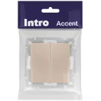Выключатель Intro Accent 6-104-04 двойной, 10А-250В, IP20, СУ, AL/CU, шампань