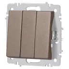 Выключатель Intro Accent 6-106-08 тройной, 10А-250В, IP20, СУ, AL/CU, бронза
