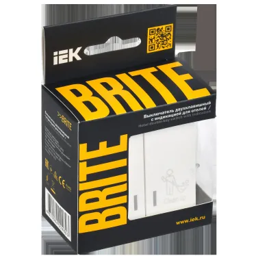 BRITE Выключатель 2-клавишный с индикацией для отелей 10А ВС10-2-9-БрЖ жемчуг IEK