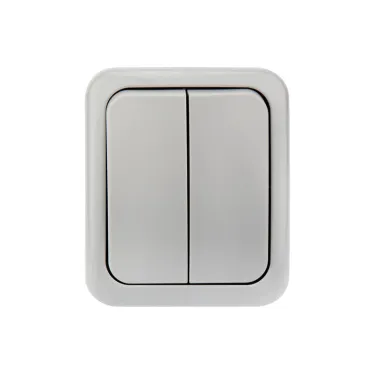 Выключатель двухклавишный Mini OG IP54, о/у, серый