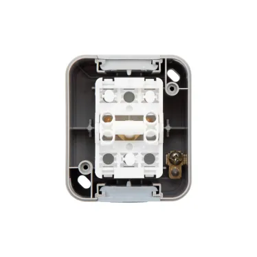 Выключатель двухклавишный Mini OG IP54, о/у, серый