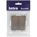 Выключатель Intro Accent 6-105-08 двойной с подсветкой, 10А-250В, IP20, СУ, AL/CU, бронза