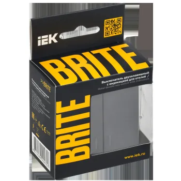 BRITE Выключатель 2-клавишный с индикацией для отелей 10А ВС10-2-9-БрМ маренго IEK