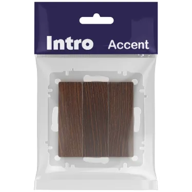 Выключатель Intro Accent 6-106-10 тройной, 10А-250В, IP20, СУ, AL/CU, венге
