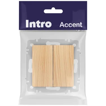 Выключатель Intro Accent 6-104-11 двойной, 10А-250В, IP20, СУ, AL/CU, сосна