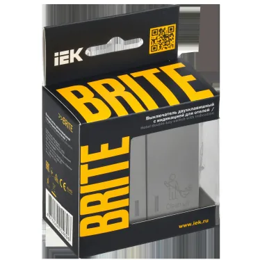 BRITE Выключатель 2-клавишный с индикацией для отелей 10А ВС10-2-9-БрС сталь IEK
