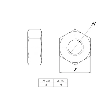 Гайка шестигранная М8