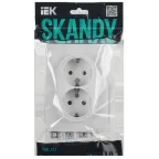 SKANDY Розетка 2-местная с заземлением с защитными шторками 16А в сборе SK-R07W арктический белый IEK