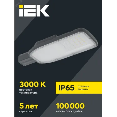 Светильник LED консольный уличный ДКУ 1004-50Ш 3000К IP65 серый