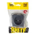 BRITE Розетка 1 пост без заземления с защитными шторками 10А РСш10-2-БрМ маренго IEK