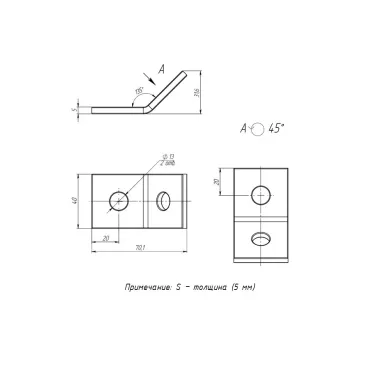 STRUT-пластина угловая 135 градусов 2 отверстия