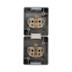 Блок вертикальный 2 розетки (керамика) INDUSTRIAL IP54 с заземлением, о/у, серый