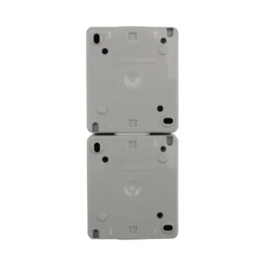 Блок вертикальный 2 розетки (керамика) INDUSTRIAL IP54 с заземлением, о/у, серый