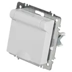 Розетка Intro Accent 6-203-01 2P+E Schuko с крышкой, 16А-250В, IP20, СУ, AL/CU, белый