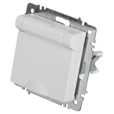 Розетка Intro Accent 6-203-01 2P+E Schuko с крышкой, 16А-250В, IP20, СУ, AL/CU, белый