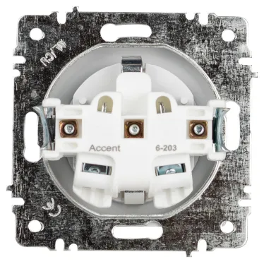 Розетка Intro Accent 6-203-01 2P+E Schuko с крышкой, 16А-250В, IP20, СУ, AL/CU, белый