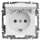Розетка Intro Accent 6-203-01 2P+E Schuko с крышкой, 16А-250В, IP20, СУ, AL/CU, белый
