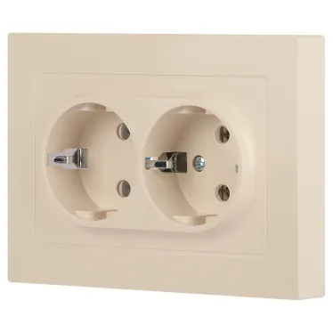 Розетка Intro Accent 6-205-02 2X2P+E Schuko, 16А-250В, IP20, СУ, AL/CU, слоновая кость