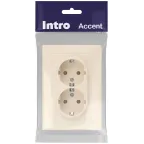 Розетка Intro Accent 6-205-02 2X2P+E Schuko, 16А-250В, IP20, СУ, AL/CU, слоновая кость