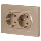 Розетка Intro Accent 6-205-04 2X2P+E Schuko, 16А-250В, IP20, СУ, AL/CU, шампань