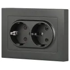 Розетка Intro Accent 6-205-07 , 2X2P+E Schuko, 16А-250В, IP20, СУ, AL/CU, графит