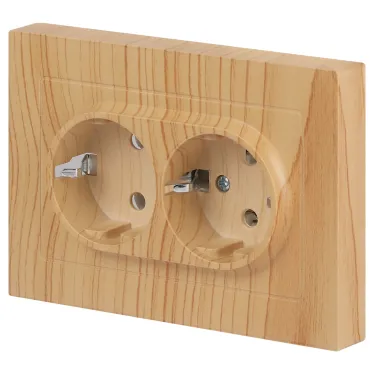 Розетка Intro Accent 6-205-11 2X2P+E Schuko, 16А-250В, IP20, СУ, AL/CU, сосна