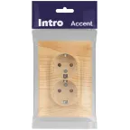 Розетка Intro Accent 6-205-11 2X2P+E Schuko, 16А-250В, IP20, СУ, AL/CU, сосна