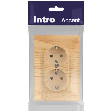 Розетка Intro Accent 6-205-11 2X2P+E Schuko, 16А-250В, IP20, СУ, AL/CU, сосна
