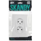 SKANDY Розетка 2-местная без заземления с защитными шторками 10А в сборе SK-R09W арктический белый IEK