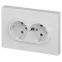 Розетка Intro Accent 6-205-01 2X2P+E Schuko, 16А-250В, IP20, СУ, AL/CU, белый