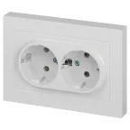 Розетка Intro Accent 6-205-01 2X2P+E Schuko, 16А-250В, IP20, СУ, AL/CU, белый