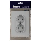 Розетка Intro Accent 6-205-01 2X2P+E Schuko, 16А-250В, IP20, СУ, AL/CU, белый