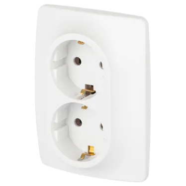 Розетка Серия 12 12-2106-01М , 2X2P+E Schuko, 16А-250В, белый матовый