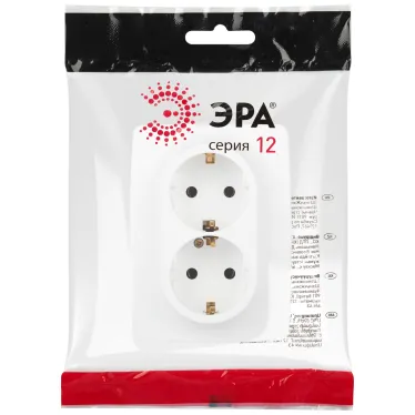 Розетка Серия 12 12-2106-01М , 2X2P+E Schuko, 16А-250В, белый матовый